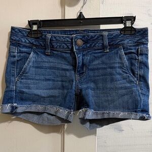 American Eagle Outfitters Dark Blue Denim Cuffed Jean Shorts